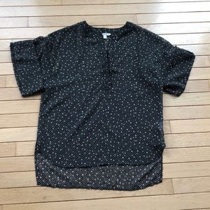 Cabi Black with white and pink polka dot top